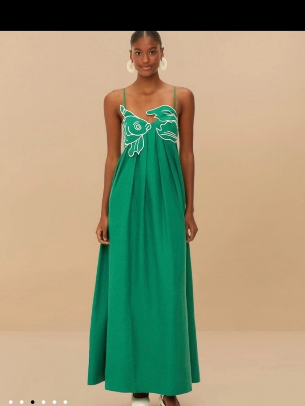 Farm Rio Linen Green Fish Top Maxidress - Picture 6 of 8